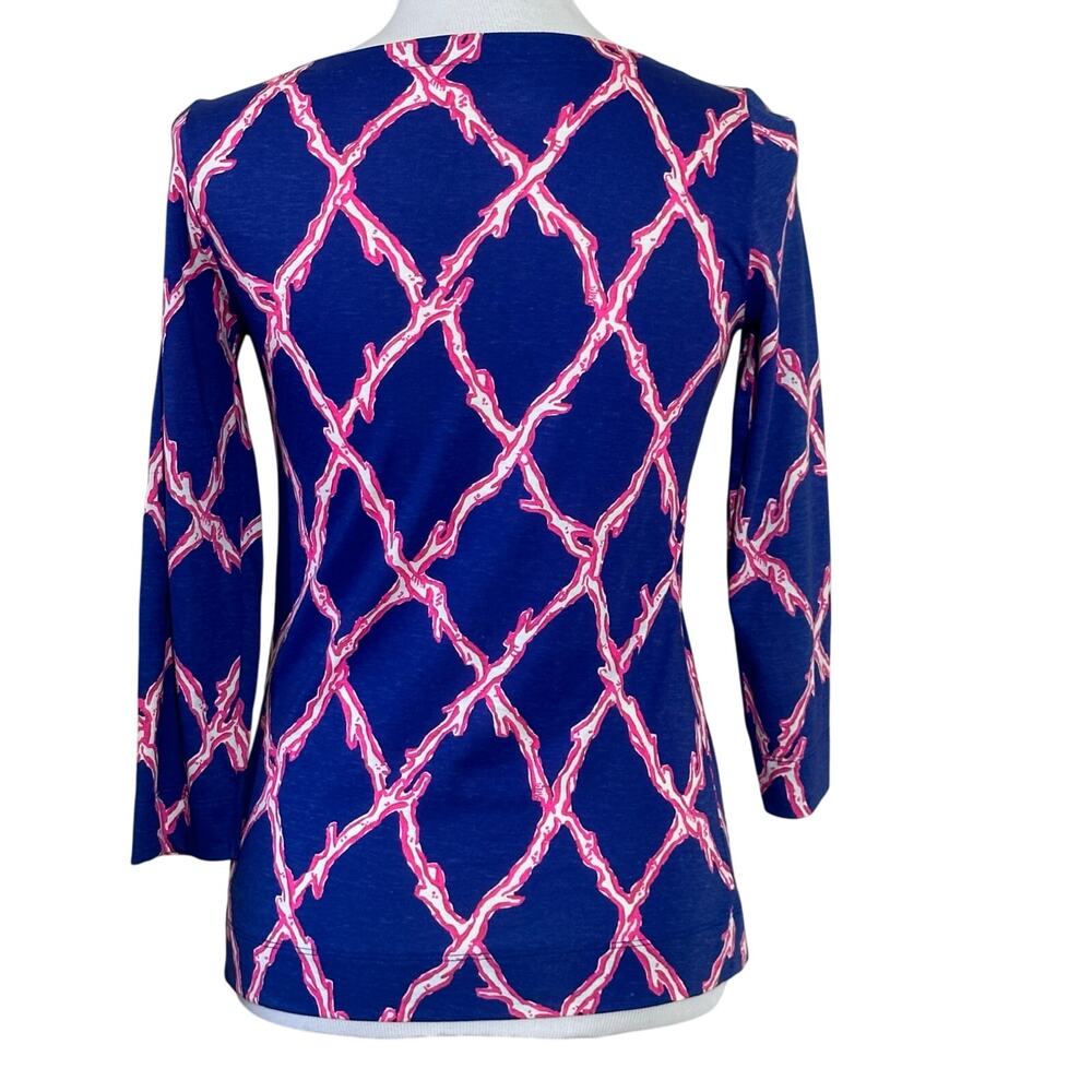 Lilly Pulitzer Alida Deep Dive Boat Neck Blouse Top Sz XS - Picture 2 of 9